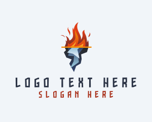 Cold - Flaming Fire Iceberg logo design