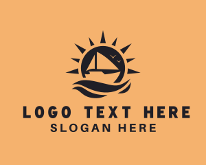 Voyage - Sun Sea Boat logo design
