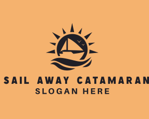 Catamaran - Sun Sea Boat logo design