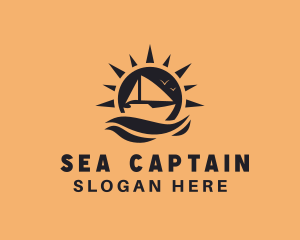 Sun Sea Boat  logo design