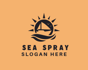 Sun Sea Boat  logo design