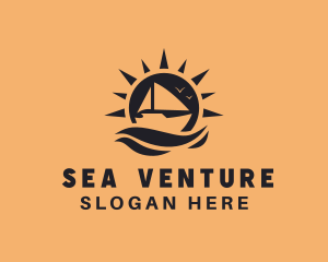 Sun Sea Boat  logo design