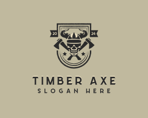 Viking Skull Axe logo design