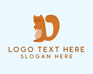 Character - Playful Cat Letter D logo design