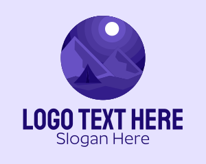 Night - Purple Mountain Campsite logo design