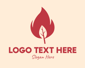 Leaf - Red Fire Leaf logo design