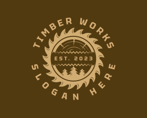 Sawmill - Woodwork Lumber Sawmill logo design