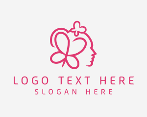 Hairstylist - Pink Beauty Butterfly logo design