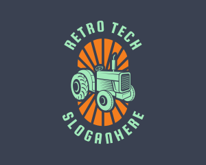 Farming Retro Tractor logo design