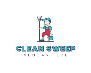 Custodian - Custodian Janitorial Cleaner logo design