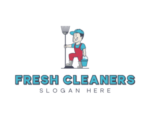 Custodian Janitorial Cleaner logo design