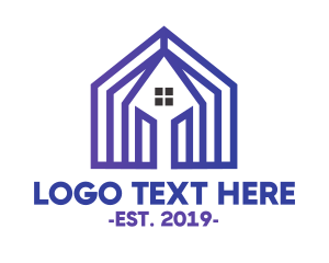 Land Developer - Blue House Pattern logo design