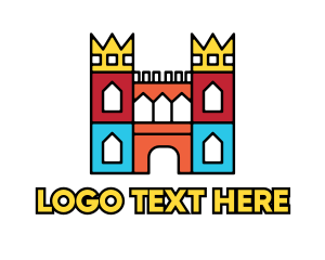 Kingdom - Colorful Polygon Castle logo design