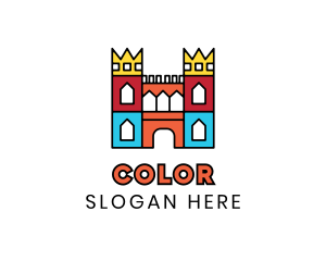 Colorful Polygon Castle logo design