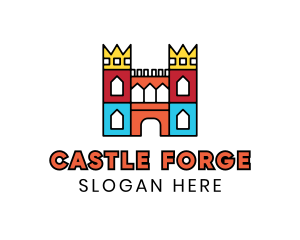 Colorful Polygon Castle logo design