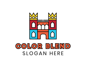 Colorful Polygon Castle logo design