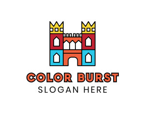 Colorful Polygon Castle logo design