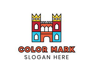 Colorful Polygon Castle logo design