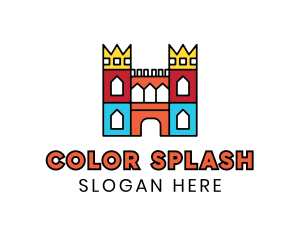 Colorful Polygon Castle logo design