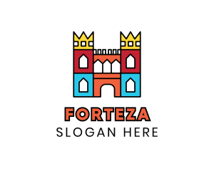 Colorful Polygon Castle logo design