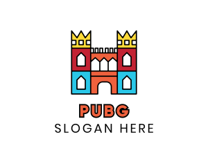 Colorful Polygon Castle logo design