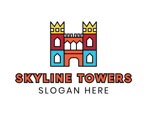 Colorful Polygon Castle logo design