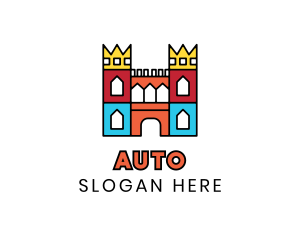 Antique - Colorful Polygon Castle logo design