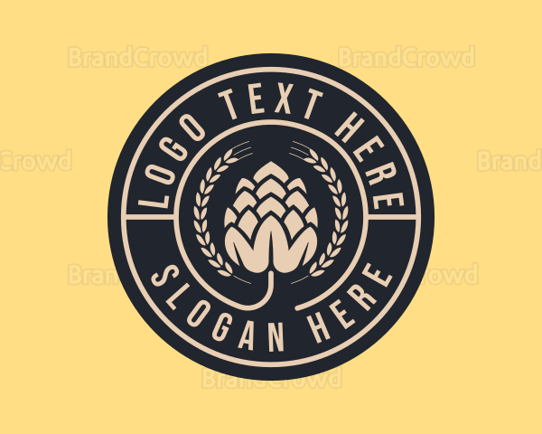 Beer Hops Wreath Distillery Logo