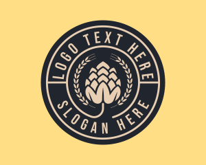 Bottle Cap - Beer Hops Wreath Distillery logo design