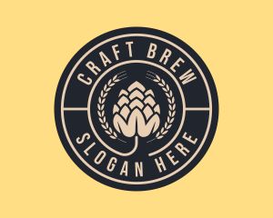 Ale - Beer Hops Wreath Distillery logo design