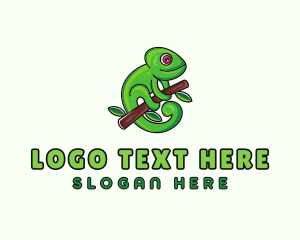 Green Lizard - Wild Chameleon Lizard logo design
