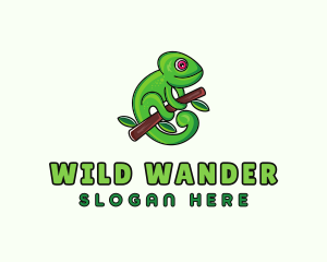 Wild Chameleon Lizard logo design