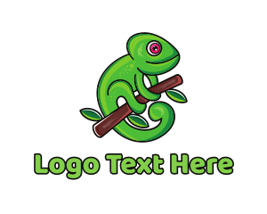 Camouflage - Green Climbing Chameleon logo design