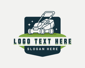 Lawn Mower Landscape Badge logo design