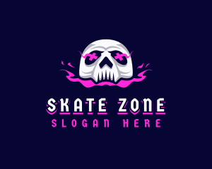 Skate - Skull Death Flame logo design
