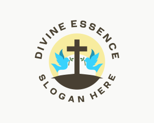 Sacred - Dove Cross Religion logo design