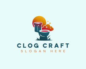 Clog - Toilet Bathroom Plumbing logo design