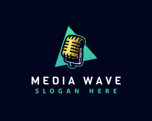 Broadcast - Microphone Radio Broadcast logo design