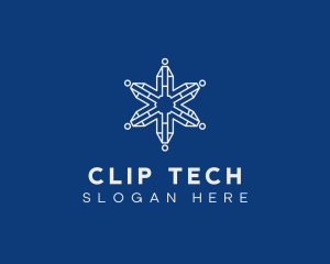 Tech Digital Snowflake logo design