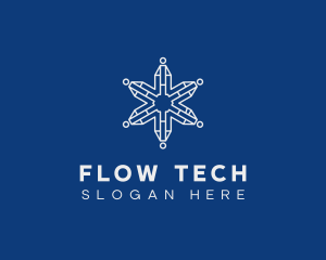 Tech Digital Snowflake logo design