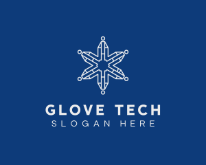 Tech Digital Snowflake logo design