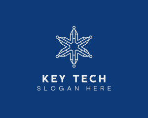 Tech Digital Snowflake logo design