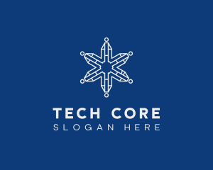 Tech Digital Snowflake logo design