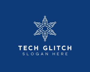 Tech Digital Snowflake logo design