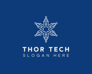 Tech Digital Snowflake logo design