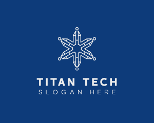 Tech Digital Snowflake logo design