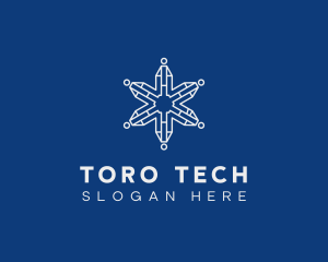 Tech Digital Snowflake logo design