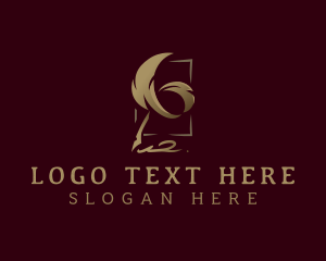 Notary - Quill Feather Signature logo design