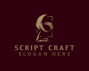 Screenwriter - Quill Feather Signature logo design