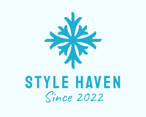 Skiing - Blue Cold Snowflake logo design